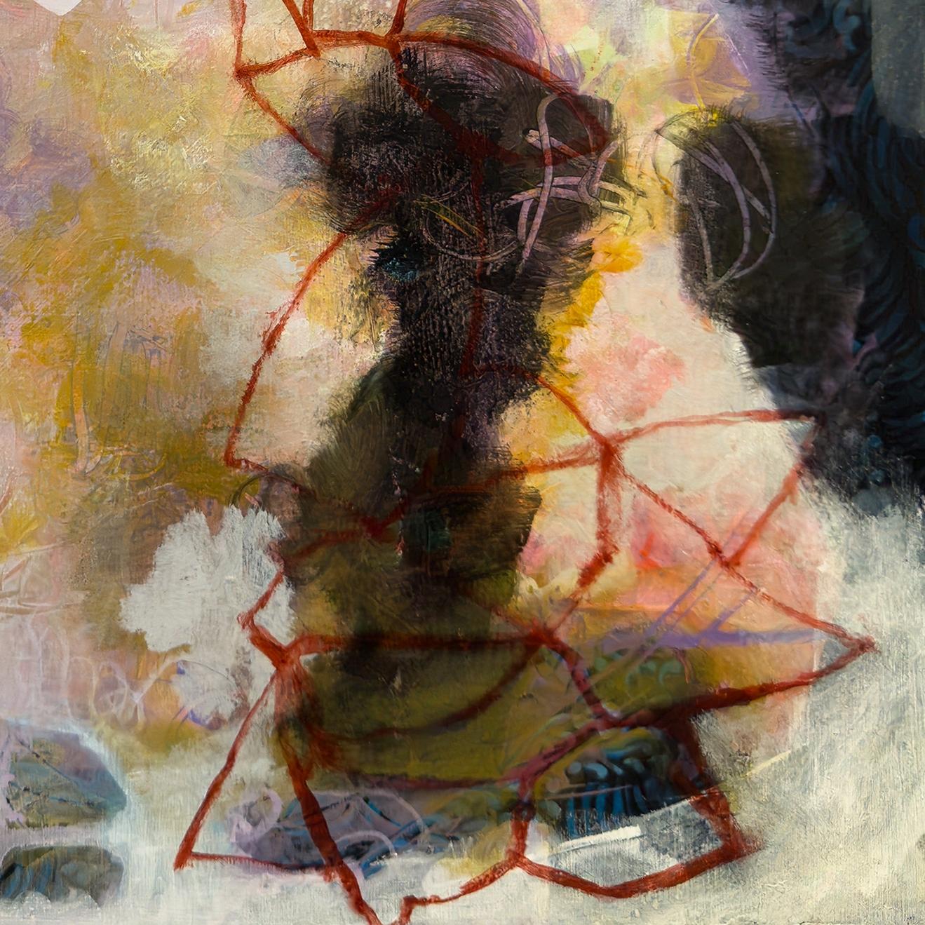 “Princessa”, Abstract, Yellow, Purple, White, Black, Red, Acrylic Painting, 2024 For Sale 4