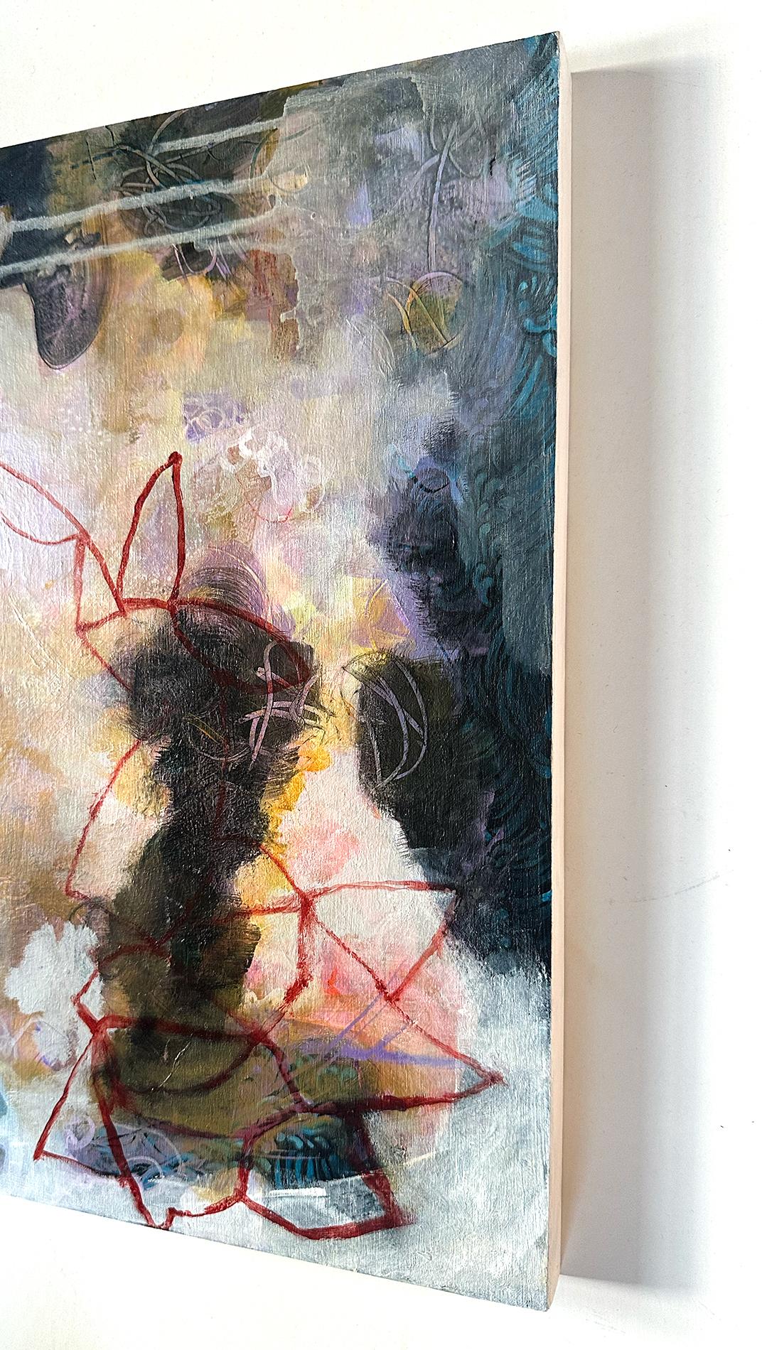 “Princessa”, Abstract, Yellow, Purple, White, Black, Red, Acrylic Painting, 2024 For Sale 7