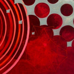 "Elle s'est soignée elle-même avec la thérapie énergétique, fille, rouge, bleu, gris, peinture acrylique.