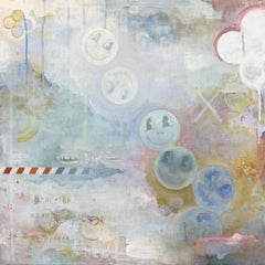 “Smiling”, Contemporary, Landscape, Blue, Green, Red, White, Acrylic Painting