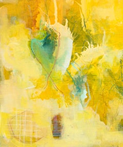 “Squirrel”, Abstract, Yellow, Orange, Blue, White, Animal, Acrylic Painting