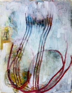“Stop the Headaches", Abstract, Portrait, Blue, Yellow, Red, Acrylic Painting