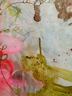 “Talking Stick”, Clown, Teeth, Plant, Pink, Green, White, Text, Acrylic Painting