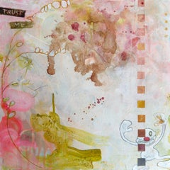 “Talking Stick”, Clown, Teeth, Plant, Pink, Green, White, Text, Acrylic Painting