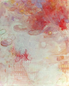 "the Landing", Abstract, Red, Orange, Yellow, Pink, Purple, Acrylic Painting
