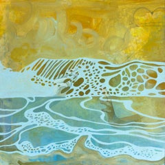 “The Ocean”, Contemporary, Hands, Sea, Yellow, Blue, Turquoise, Acrylic Painting