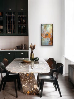 "L'année en images" Peinture acrylique contemporaine Rouge Bleu Blanc Étoiles Maison