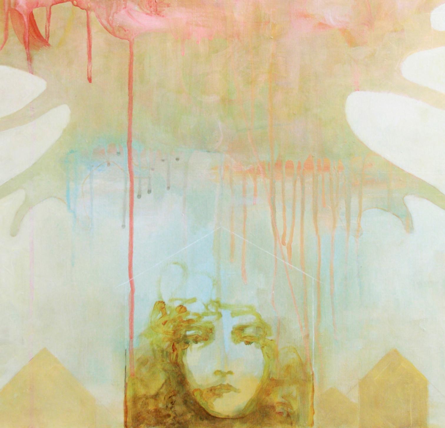 “Thunderhead”, contemporary, pink, green, blue, yellow, red, acrylic painting - Contemporary Painting by Sandra Cohen