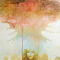 Thunderhead, zeitgenössisch, grün, blau, gelb, rot, 24 x 24 Zoll
