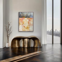“Tomorrow is already here" Contemporary Pink Orange White Blue Acrylic Painting