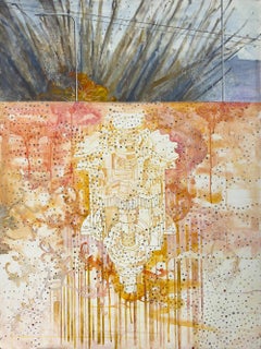 “Tomorrow is already here" Contemporary Pink Orange White Blue Acrylic Painting