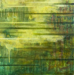 “until”, Abstract, Green, Yellow, Square, Black, White, Text, Acrylic Painting