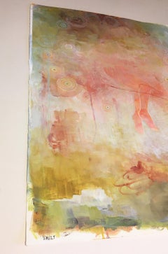 "Vault", Abstract, Figure, Landscape, Orange, Pink, Acrylic Painting