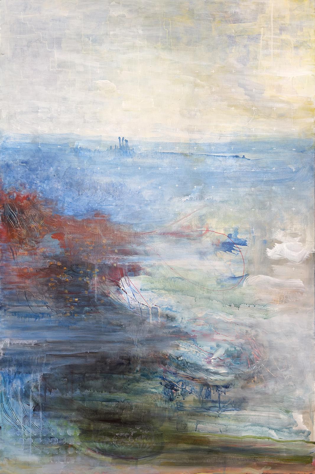 Sandra Cohen Landscape Painting – Wake, 36 x 24 x .25, Acryl auf gehärteter Hartfaserplatte