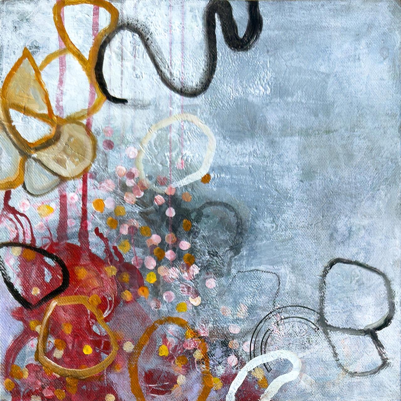 “water bearer”, Abstract, Blue, Red, Gold, Orange, Pink, Acrylic Painting, 2024 For Sale 1