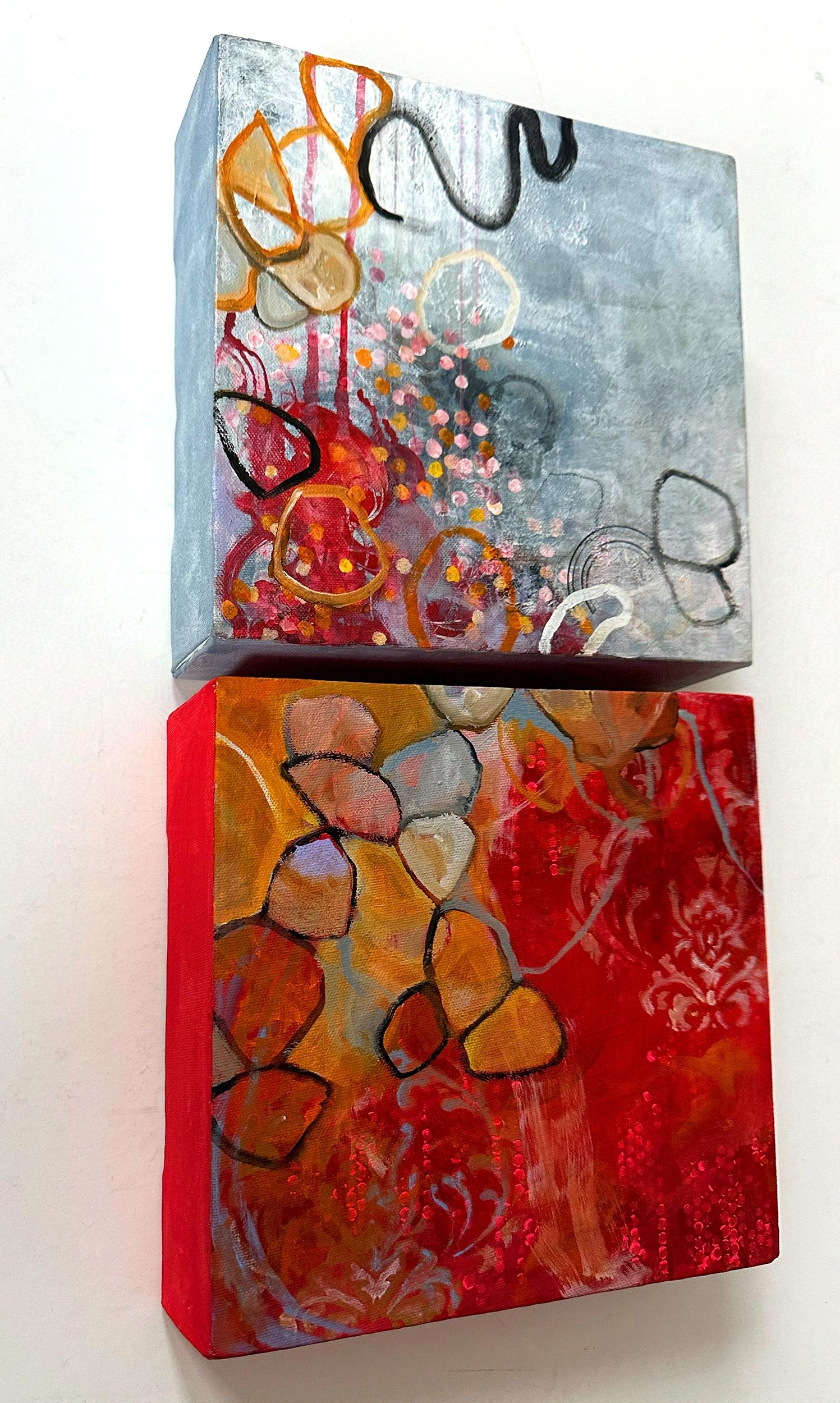 “water bearer”, Abstract, Blue, Red, Gold, Orange, Pink, Acrylic Painting, 2024 For Sale 4