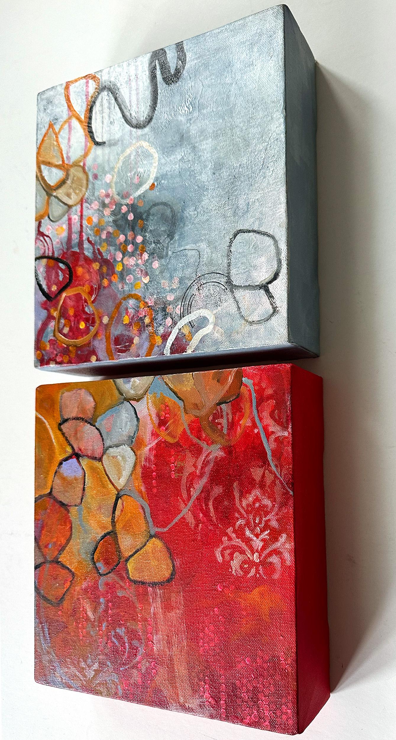 “water bearer”, Abstract, Blue, Red, Gold, Orange, Pink, Acrylic Painting, 2024 For Sale 5