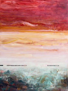 “We move like we are suspended in amber”, Abstract, Red, Blue, Acrylic Painting