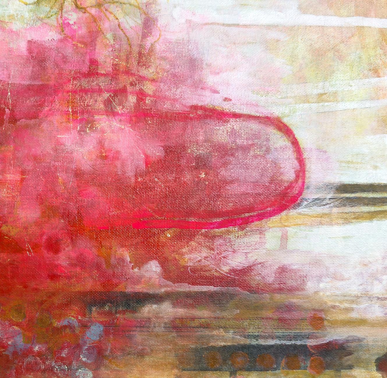 “Wishbone”, Abstract, Yellow, Pink, Ochre, Gold, White, Acrylic Painting, 2024 For Sale 1