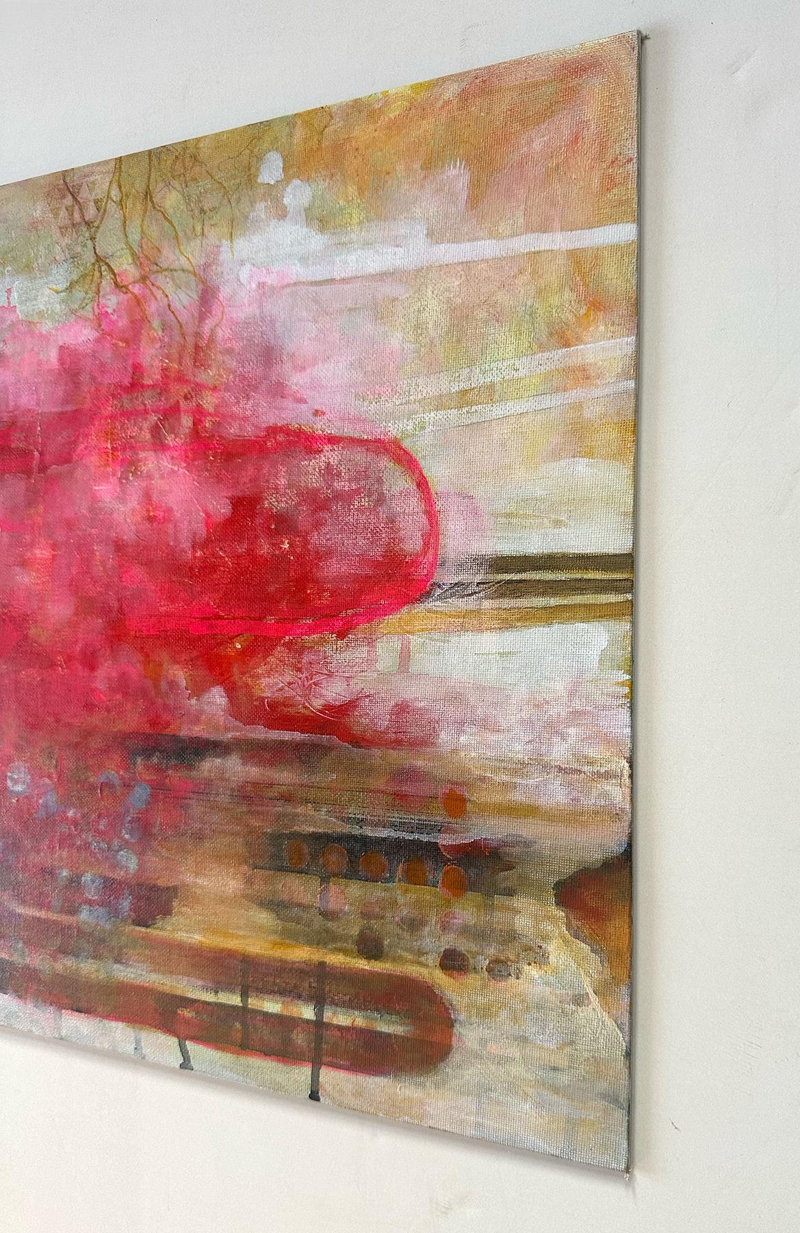 “Wishbone”, Abstract, Yellow, Pink, Ochre, Gold, White, Acrylic Painting, 2024 For Sale 5
