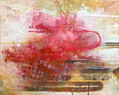 “Wishbone”, Abstract, Yellow, Pink, Ochre, Gold, White, Acrylic Painting, 2024