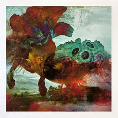 "Keening", Zeitgenössisch, Surrealistisch, Landschaft, Blau, Rot, Braun, Pferd, Druck