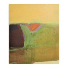 Yellow, Green, and Orange Color Field Organic Abstract Painting