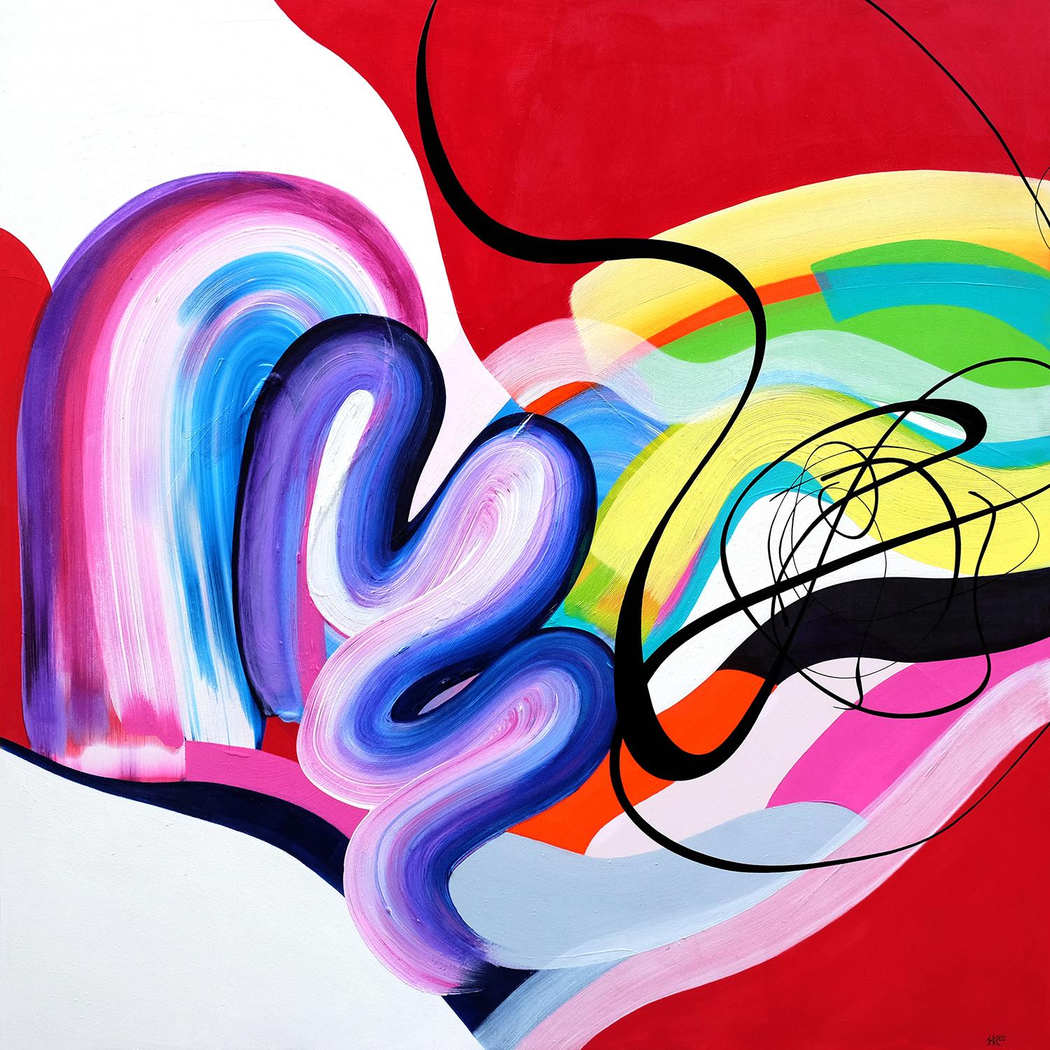 Sandra Di Leo Abstract Painting - Cherry Bomb