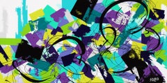 MY SECRET LIFE - a colourful vibrant abstract painting 24" x 48"