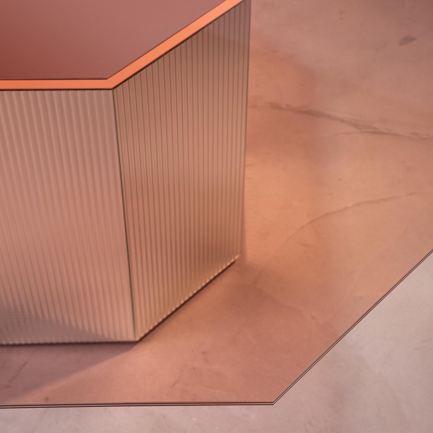 Sandra e Raimondo 180 Grande table de salle à manger rose en verre et bois Neuf - En vente à Milan, IT