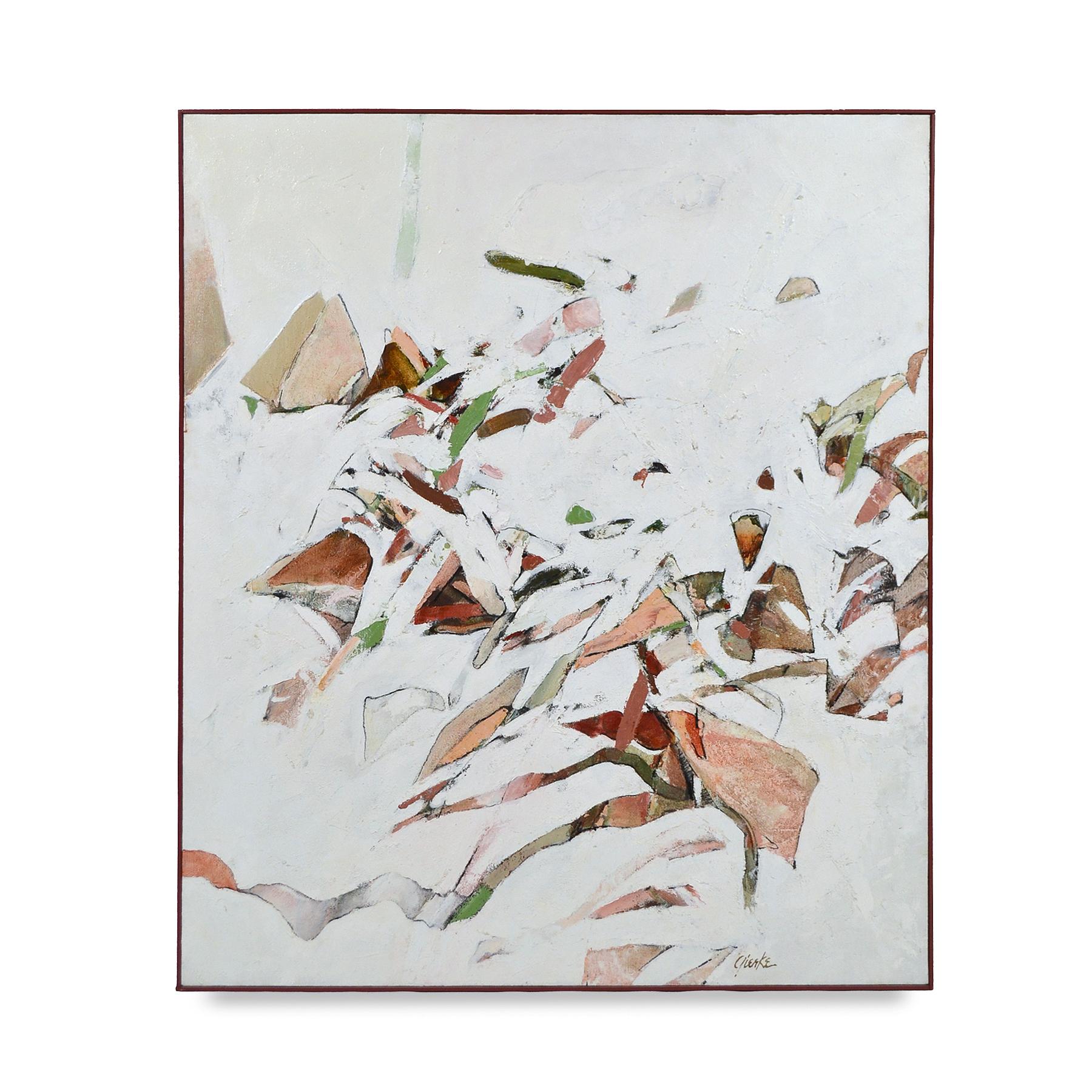 This wonderful abstraction by Sandra Gierke is executed in oil on linen. A very active painting with a vivacous composition, staccato shapes and lines, and a fantacstic, heavily worked surface.


Gierke, a contemporary of Robert Natkin, exhibited