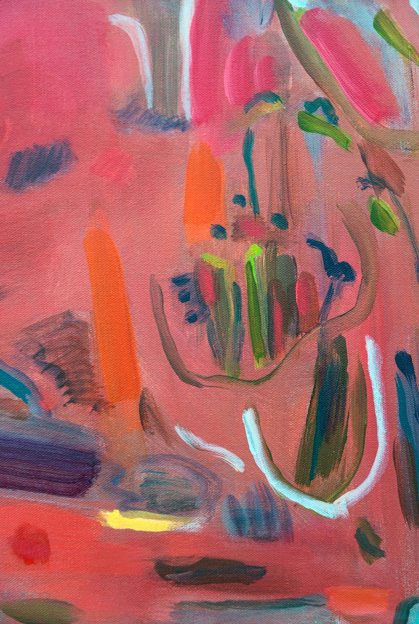 Questo quadro astratto contemporaneo è stato ispirato dalla natura.

Questo straordinario dipinto è opera di Sandra Goldie, un'artista canadese le cui composizioni astratte reimmaginano il dinamico e colorato mondo naturale. Forme che accennano alla