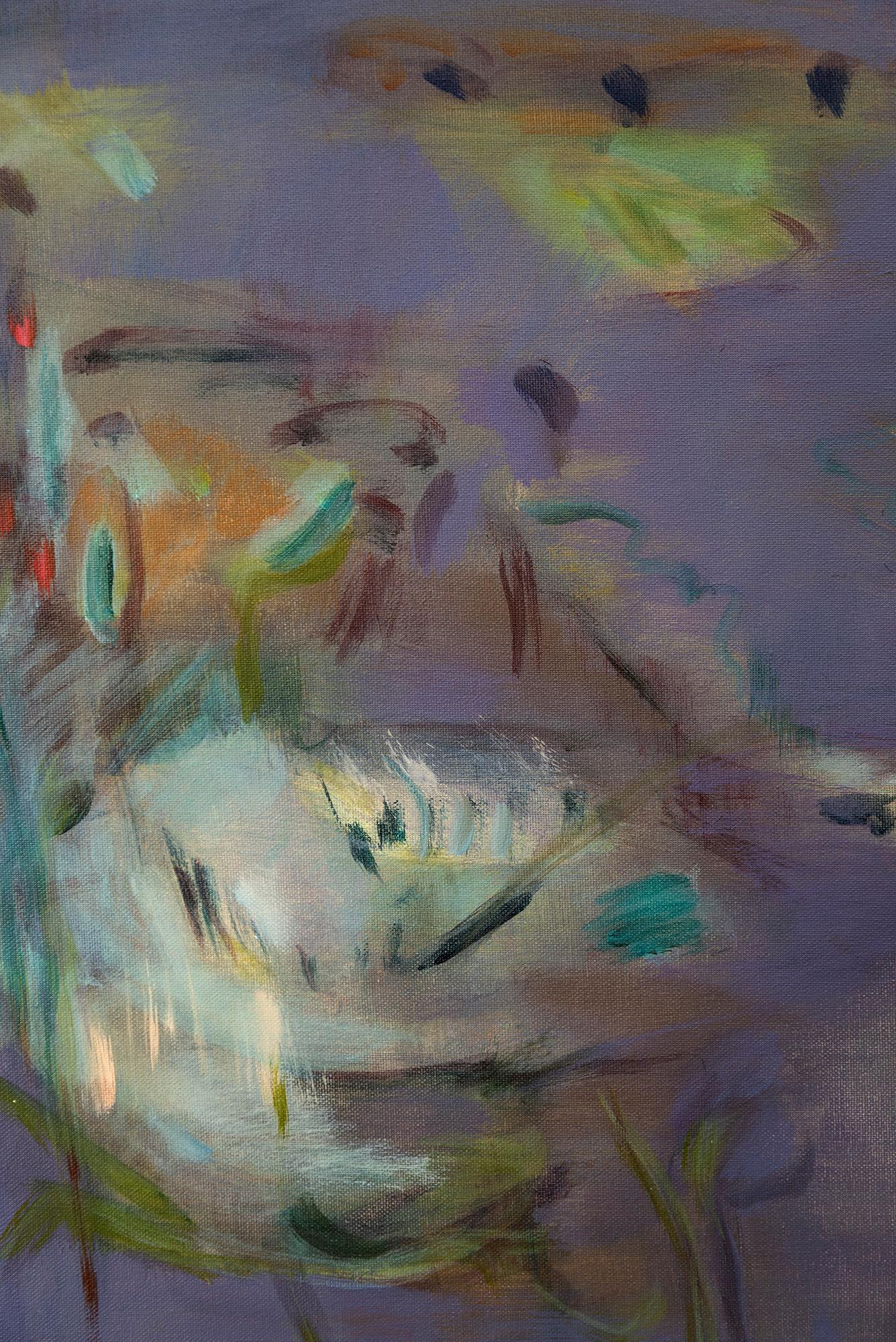 Questo quadro astratto contemporaneo è stato ispirato dalla natura.
 
Questa ricca composizione di Sandra Goldie, un'artista canadese, ricorda in qualche modo le opere espressive e fluide dell'impressionista francese Monet. Forme che accennano alla