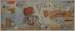 Spotted Pond - Abstract Acrylic Painting on Canvas, Framed, Contemporary