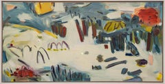Spring Thaw - Abstract Acrylic Painting, Framed, Contemporary, 24x48 in