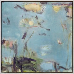 Yellow Slash Abstract Acrylic Painting, Framed, Contemporary