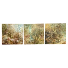 SANDRA HOFFMAN 20th c. American Philadelphia TRIPTYCH LANDSCAPE PAINTING