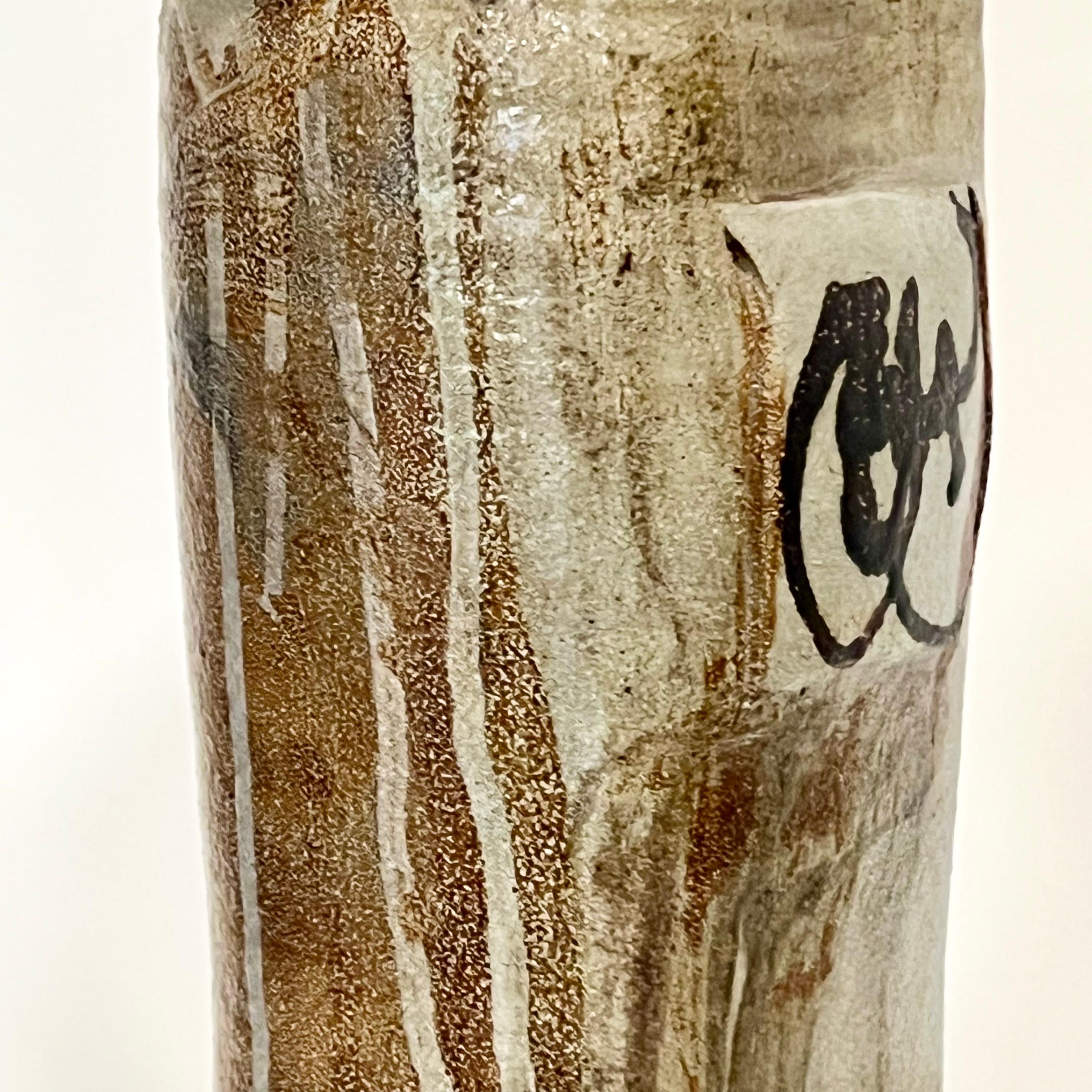 Americano Sandra Johnstone Vaso alto astratto in gres c1970s California in vendita