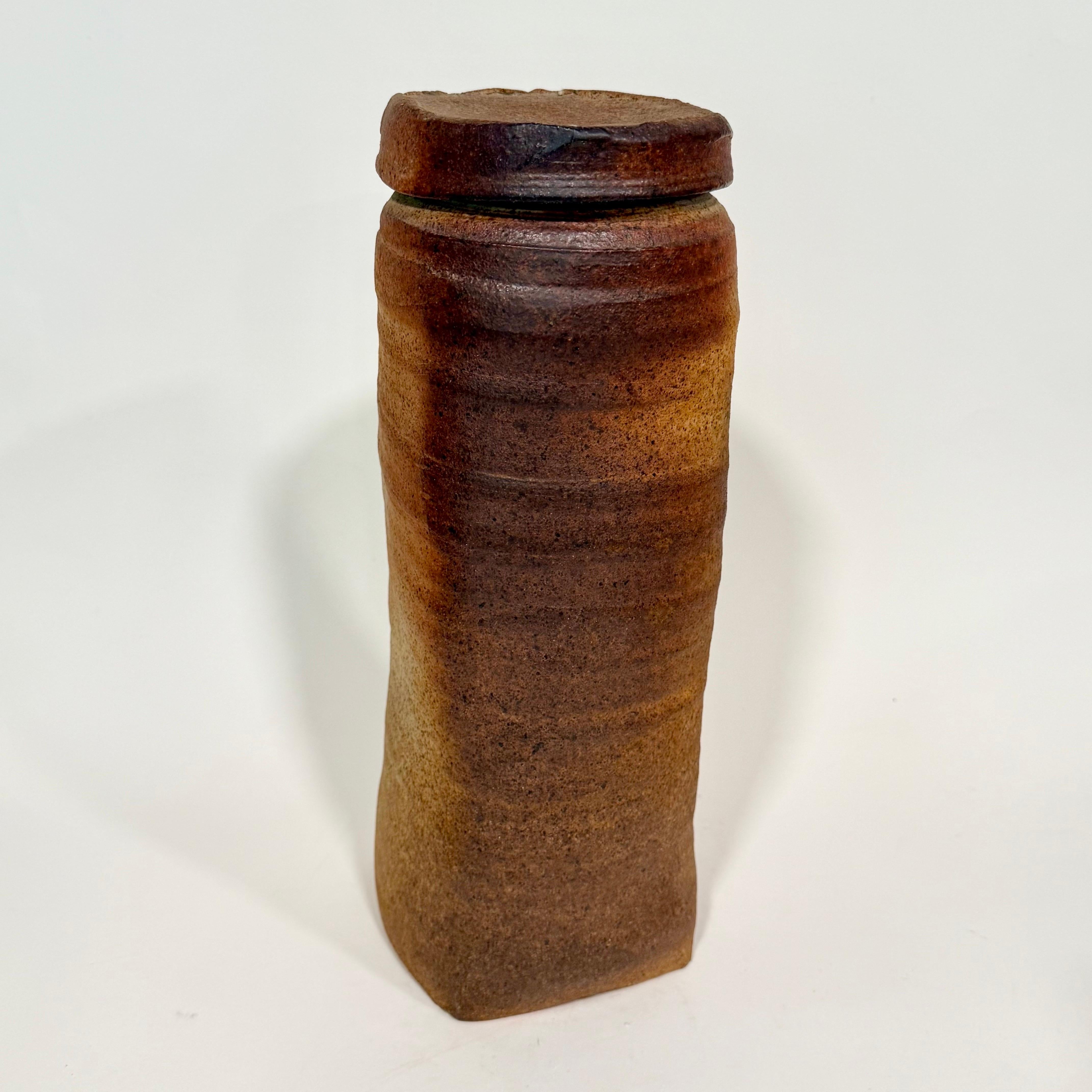 Modern Sandra Johnstone Tall Lidded Wood-Fired Vessel c1960s California For Sale