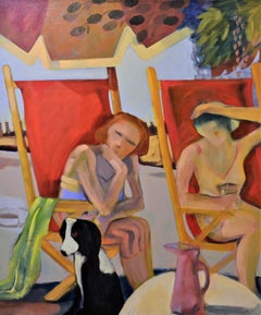 "Deck Chairs (Toby's Back Yard")  Modern Expressionist Figurative 