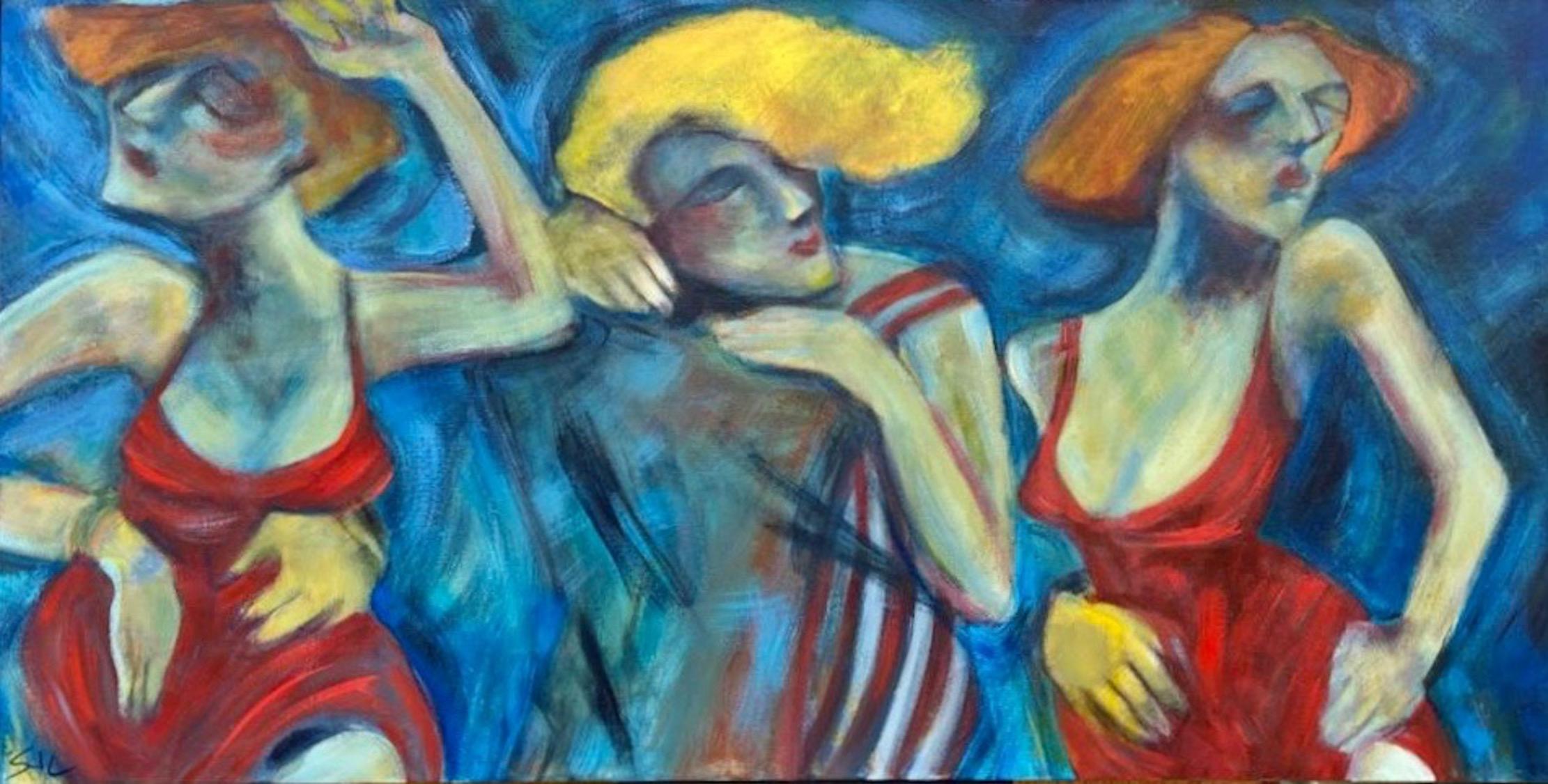 Sandra Jones Campbell Figurative Painting - "Dream Dancing" Contemporary Expressionist acrylic figure painting
