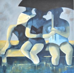 "Grey Light On Raindrops" Contemporary Expressionist Figurative 