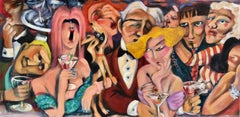 "Josie's Unbuttoned Yawn Jolts The Juice Bar"  Modern Expressionist Figurative 