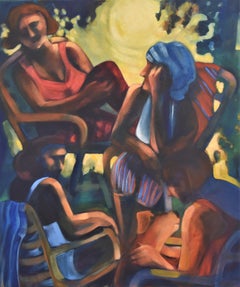 "Lawn Chairs;  Porch Light Communion"  Modern Expressionist Figurative 