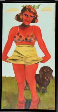 "New Summer Shorts And A Hot Dog"  Modern Expressionist Figurative