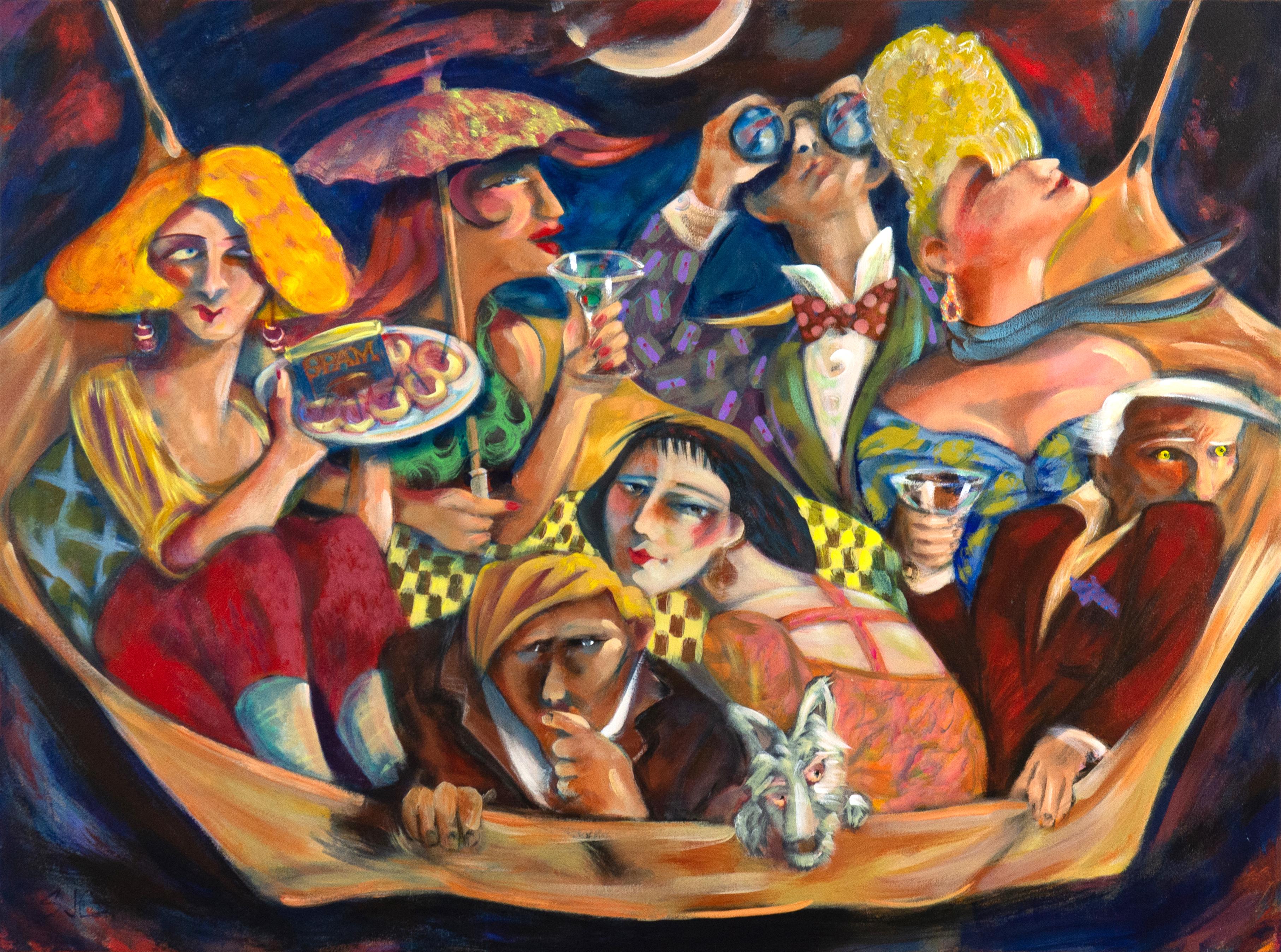 "Pammy Serves Spam To Her Fans In The Hammock" Contemporary Expressionist 