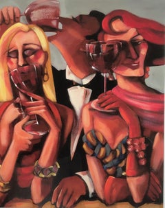 "Reflecting On.A Well Rounded Red" Contemporary Expressionist Figurative