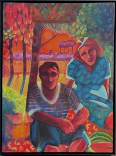 "Summer Shade At Moon Lake"  Modern Expressionist Figurative