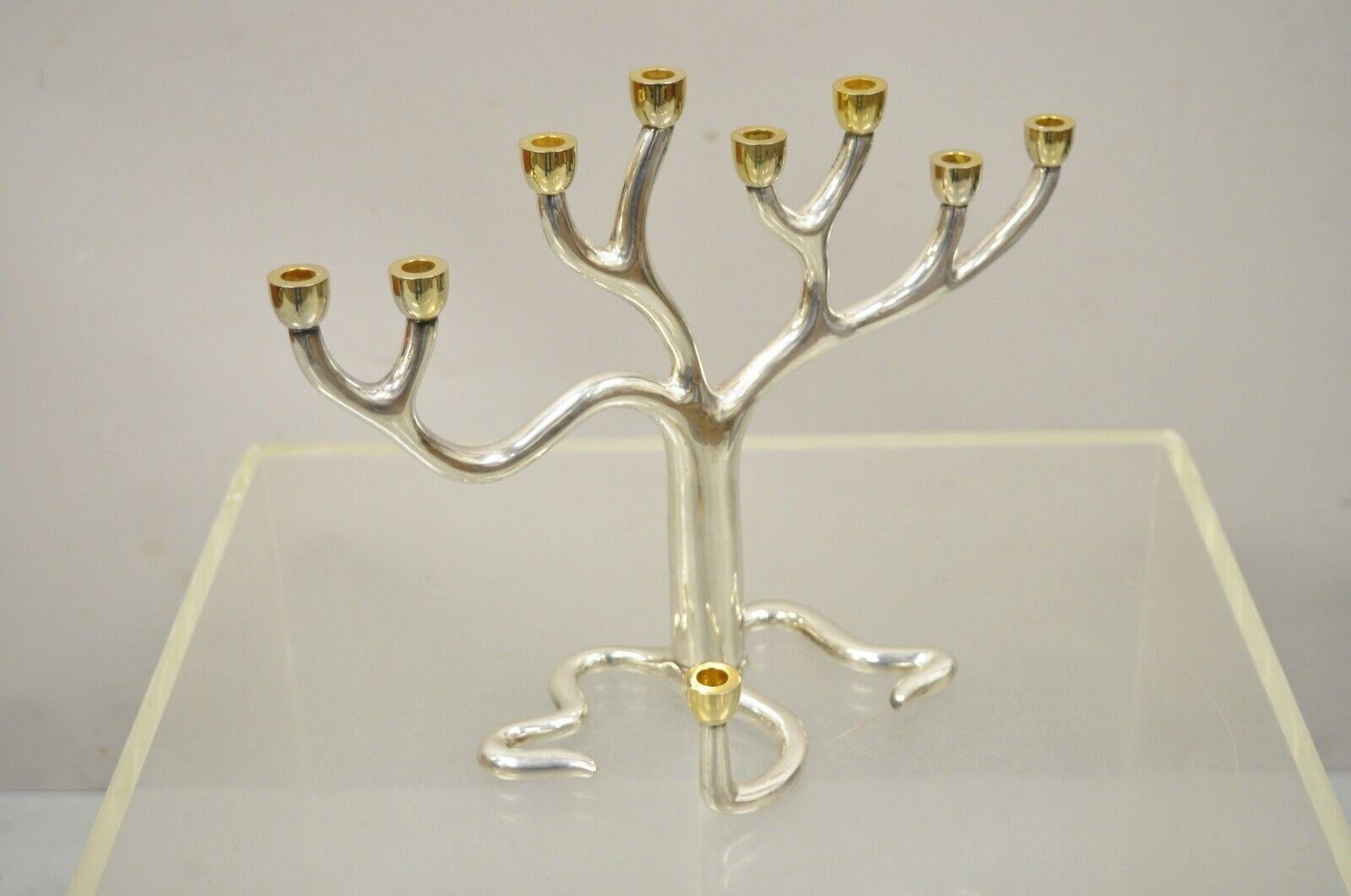 Sandra Kravitz For Rosenthal Silver Plate Tree of Life Judaica Candlestick In Good Condition In Philadelphia, PA
