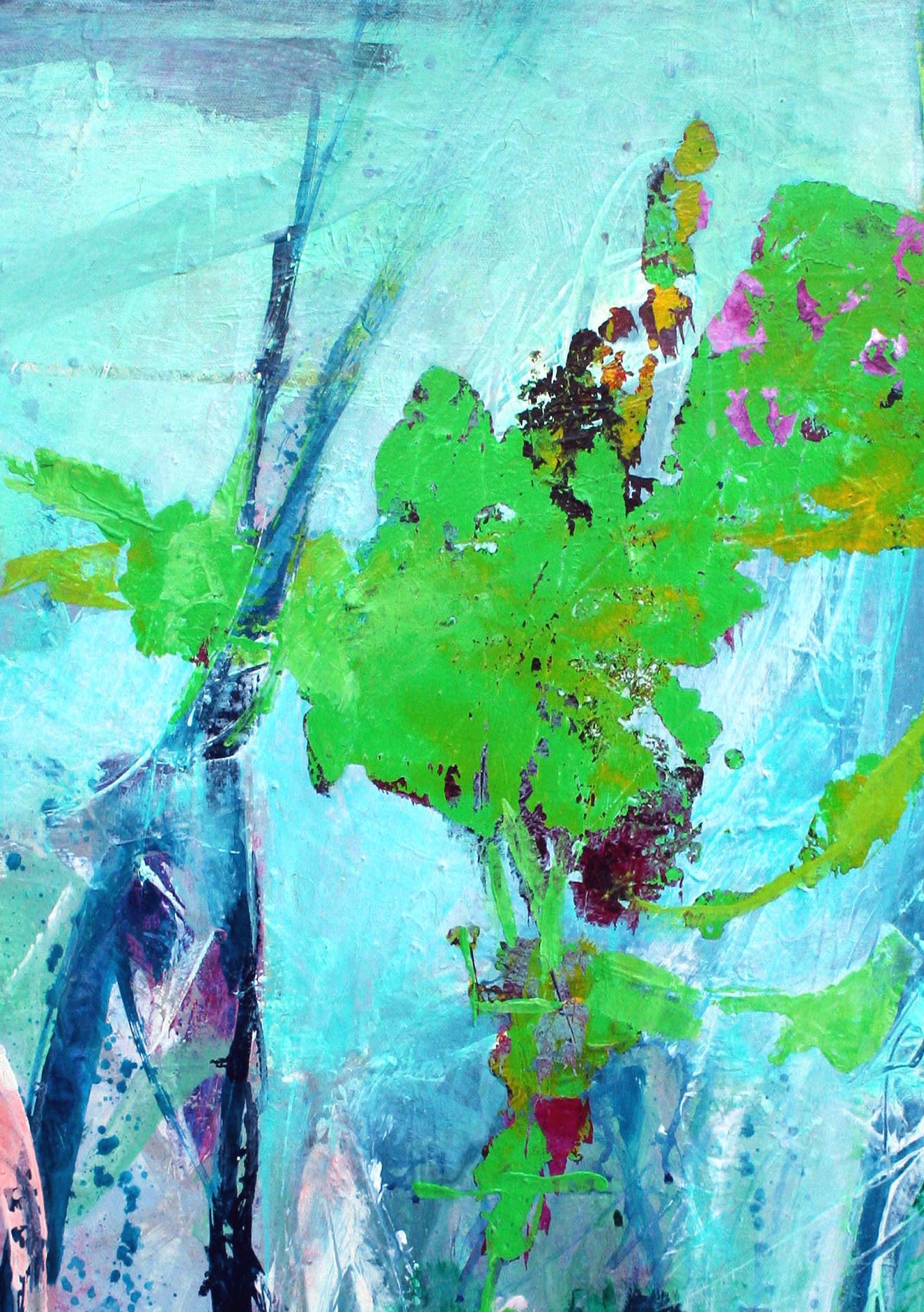 Green & Blue Abstract - Abstract Expressionist Painting by Sandra LaBou
